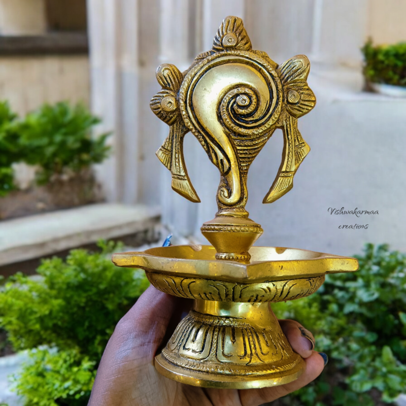 conch diya made from brass