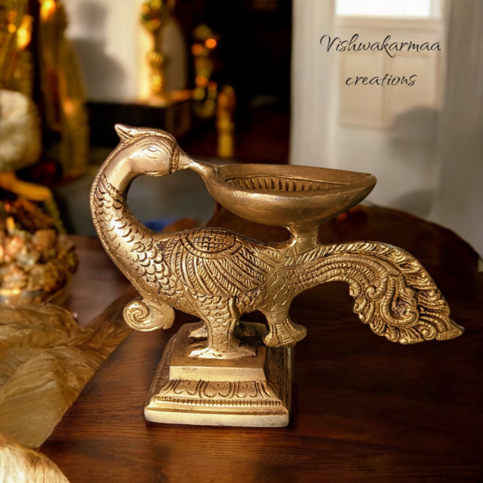 Peacock diya made from brass