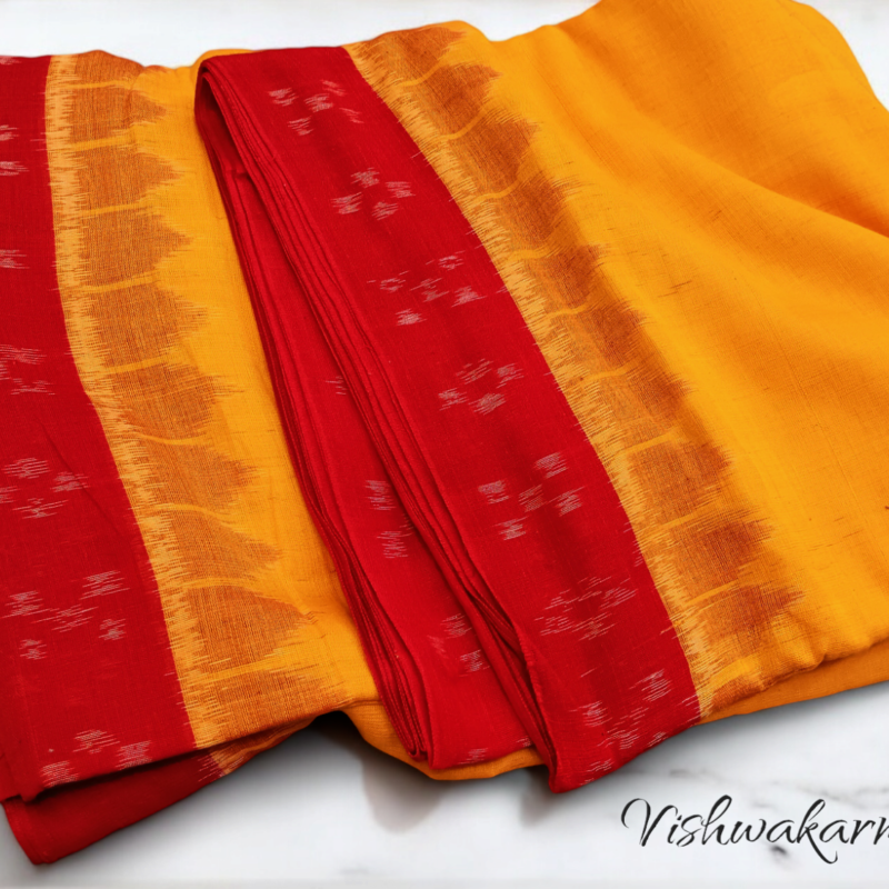 Cotton Hand woven red yellow pata