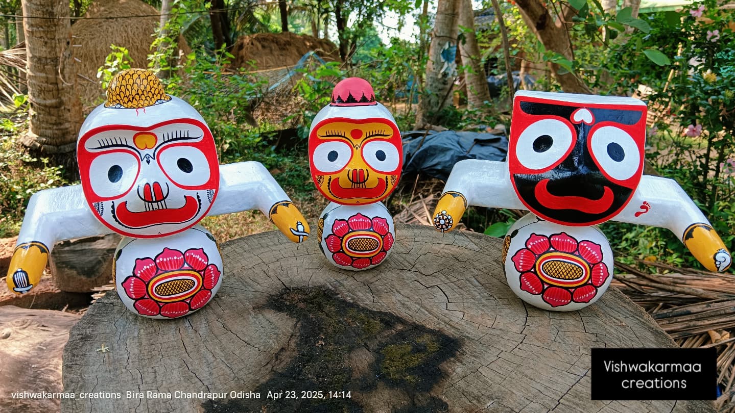 Jagannath Balabhadra Sudarshan Murti Set – Pure Neem Wood Handcrafted in Puri