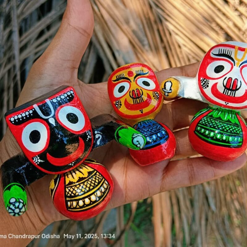 Jagannath Balabhadra Subhadra Sudarshan Murti with Wooden Singhasana – Pure Neem Wood Handcrafted in Puri