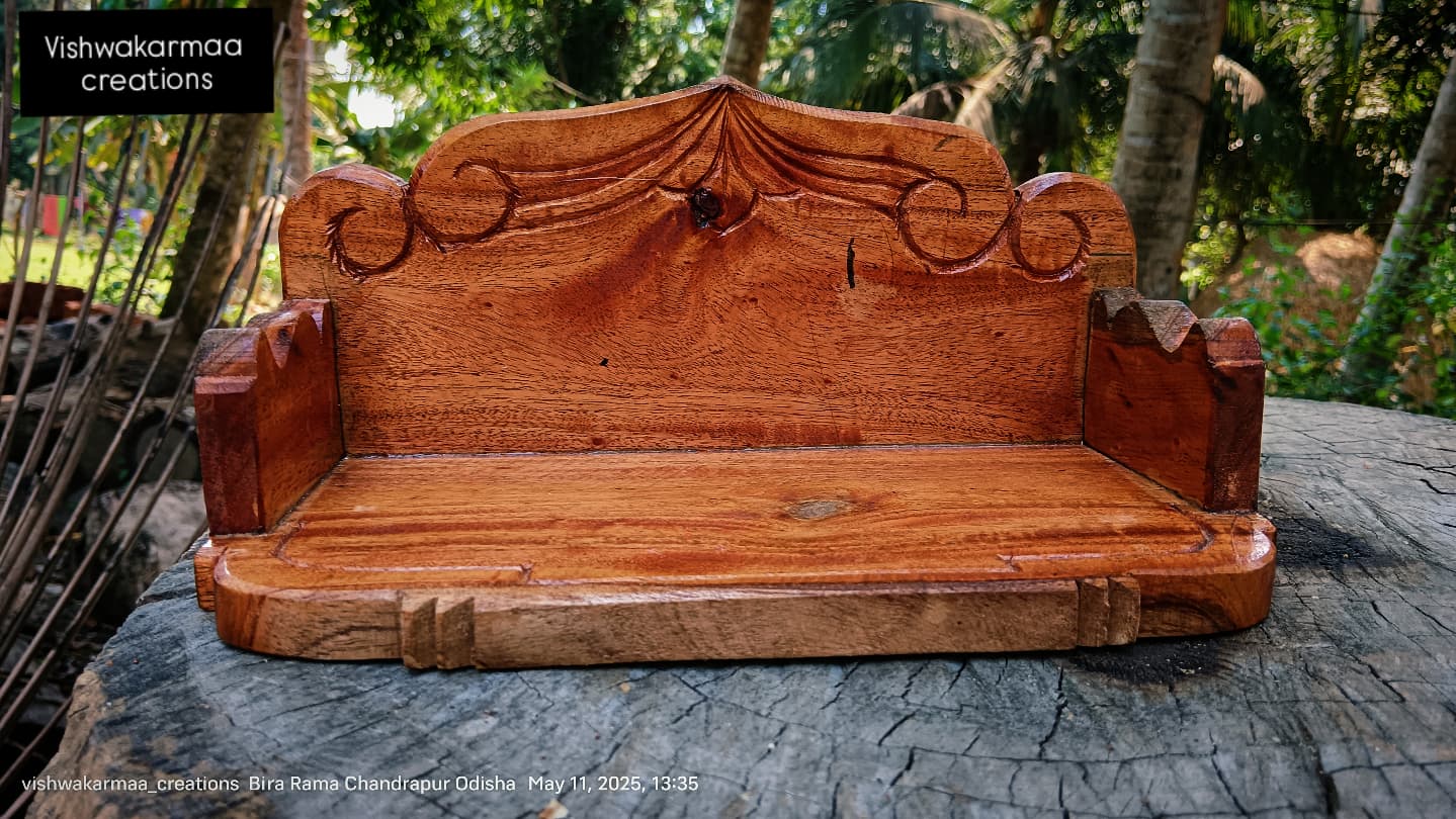 Jagannath Balabhadra Subhadra Sudarshan Murti with Wooden Singhasana – Pure Neem Wood Handcrafted in Puri - Image 2
