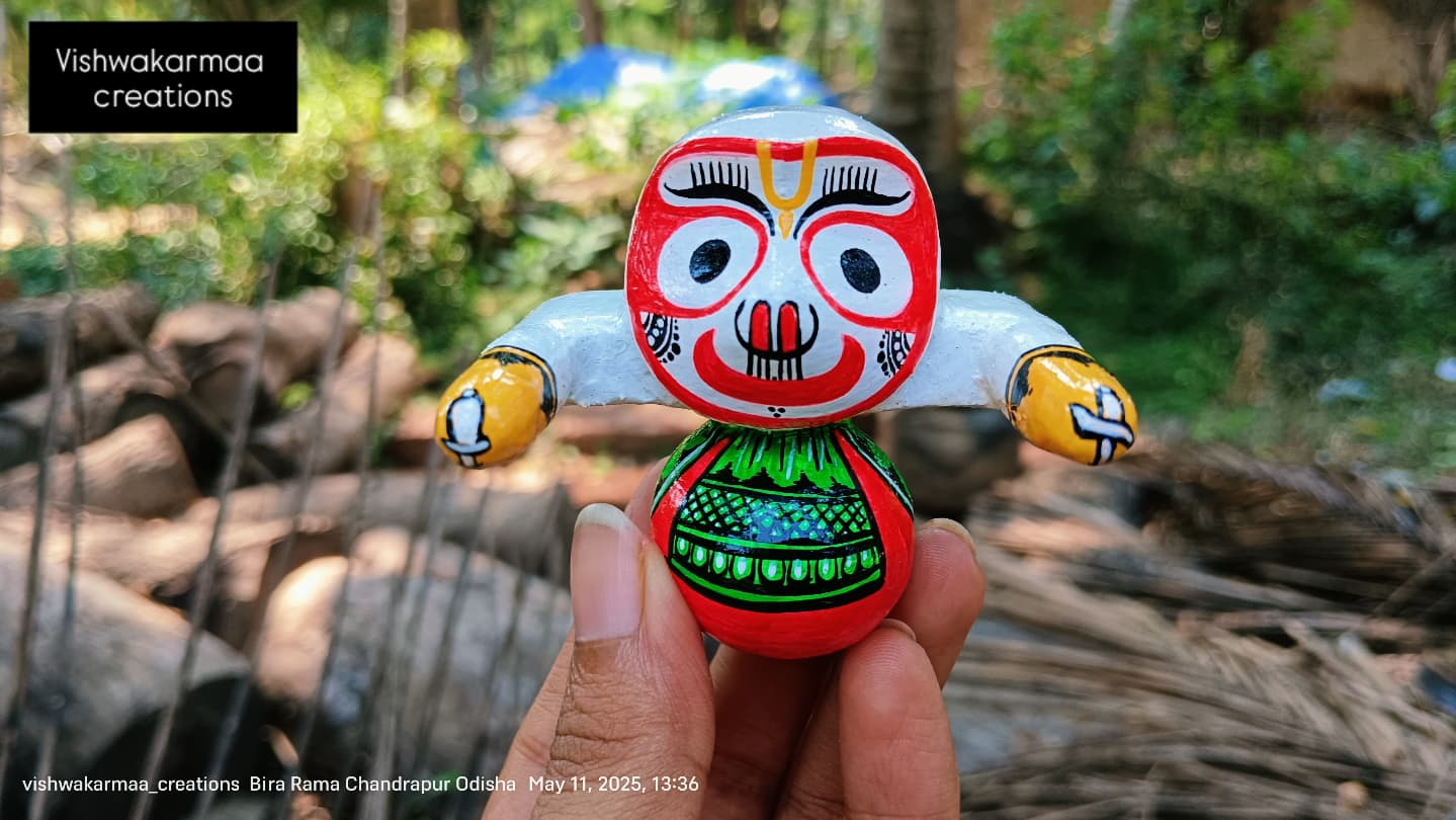 Jagannath Balabhadra Subhadra Sudarshan Murti with Wooden Singhasana – Pure Neem Wood Handcrafted in Puri - Image 3