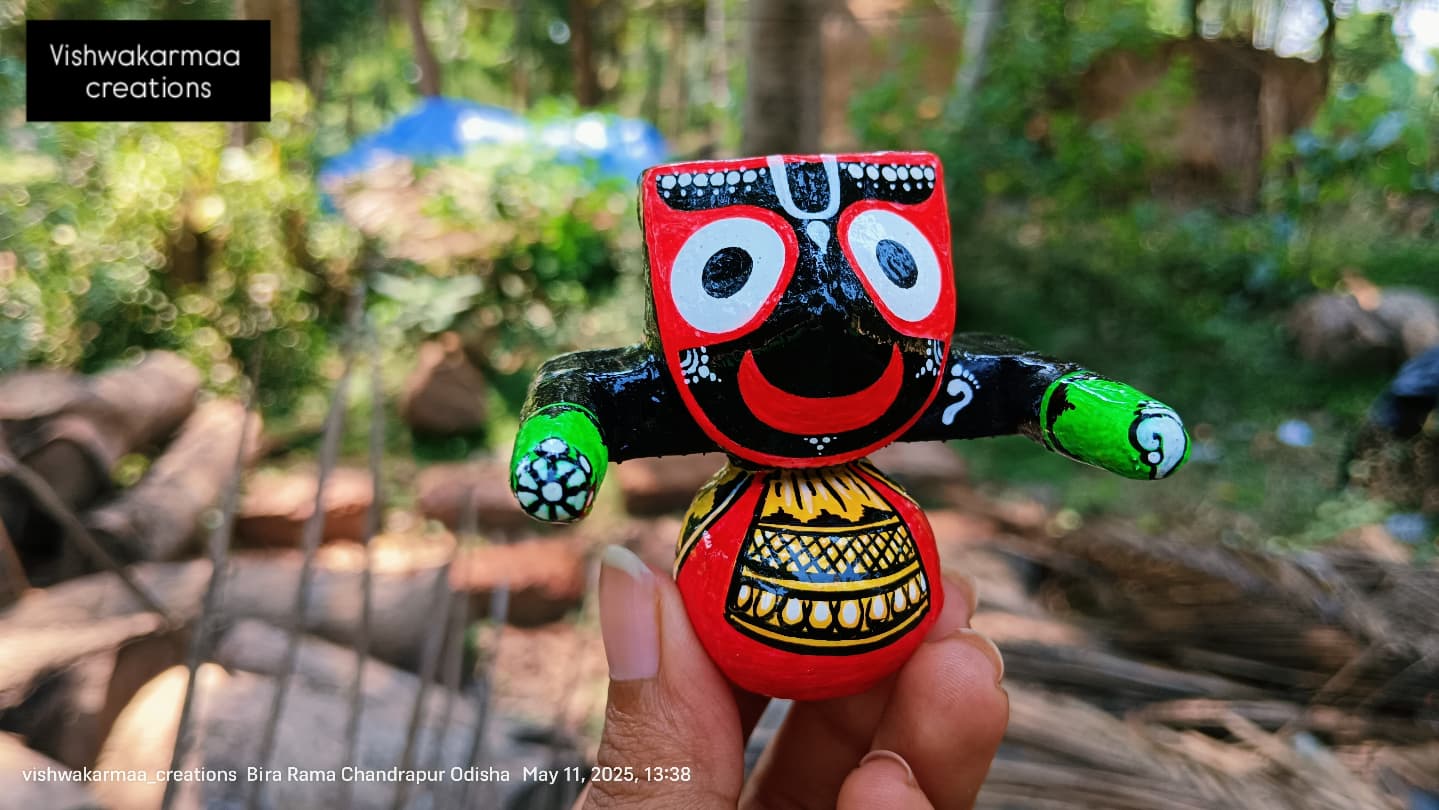 Jagannath Balabhadra Subhadra Sudarshan Murti with Wooden Singhasana – Pure Neem Wood Handcrafted in Puri - Image 5