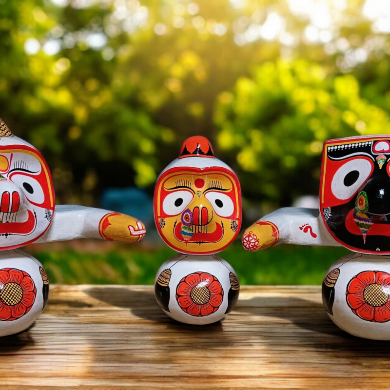 Jagannath Balabhadra Subhadra Sudarshan Murti Set – Pure Neem Wood Handcrafted in Puri
