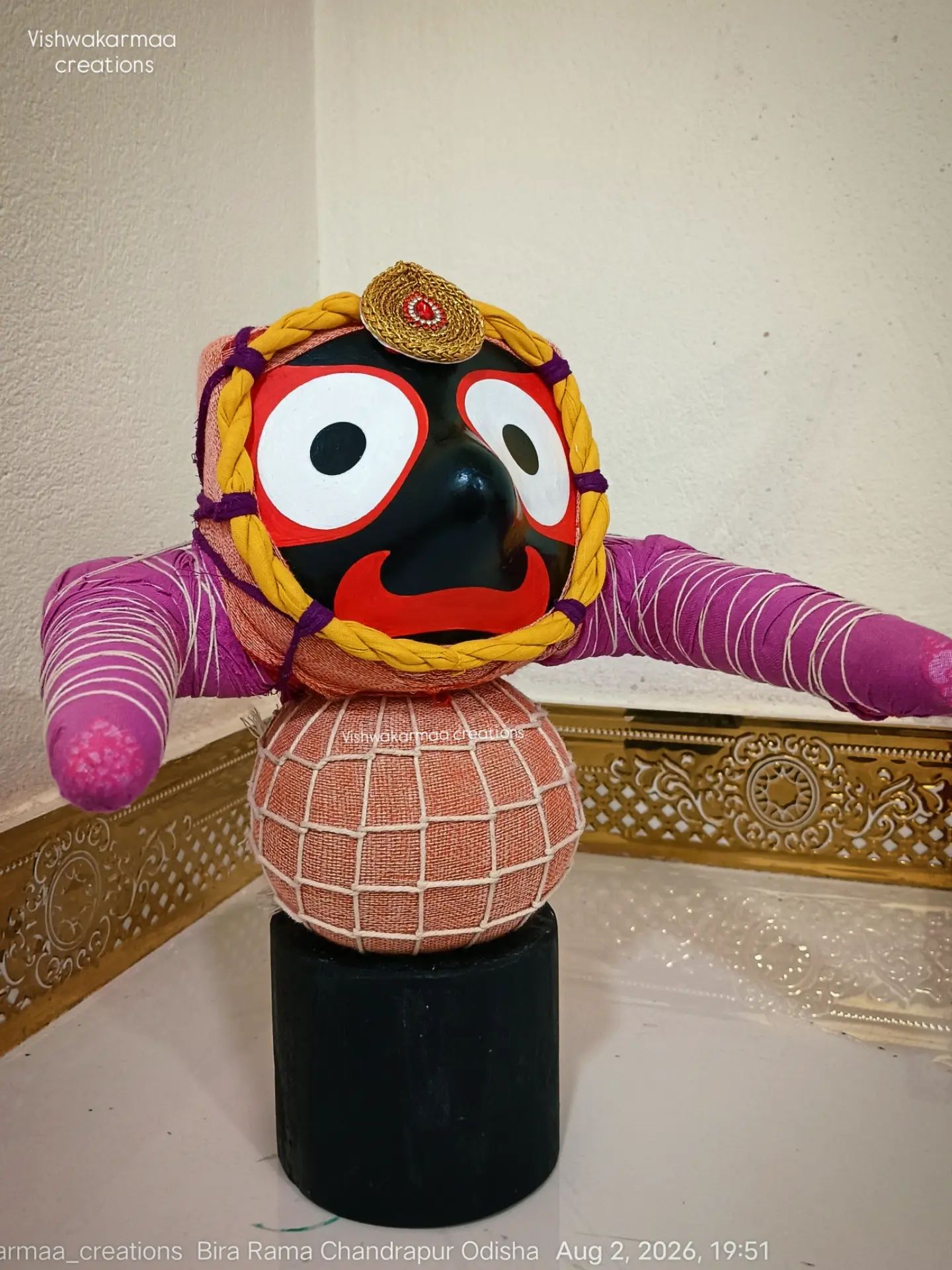 Jagannath Murti Senapata Lagi with Boirani Vastra – Pure Neem Wood Handcrafted in Puri
